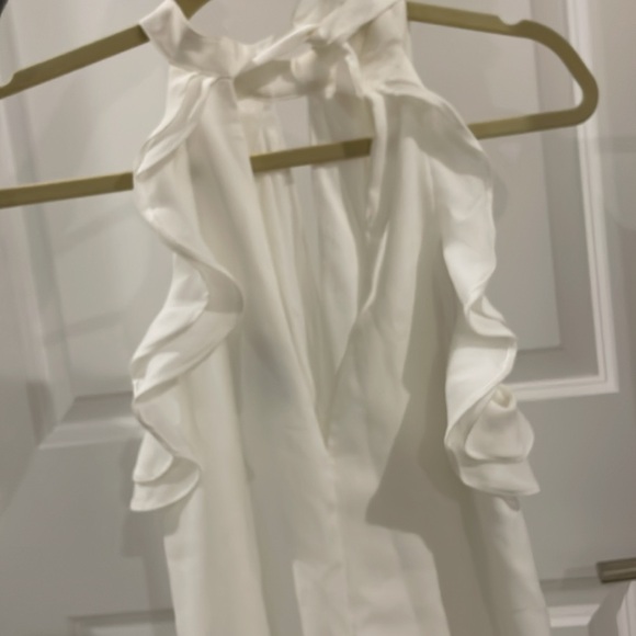 White Halter Ruffle Dress - Picture 4 of 4